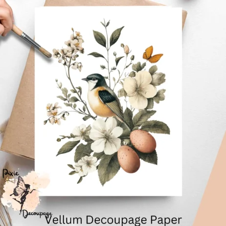 Easter Bird Scene 1, Vellum Decoupage Paper