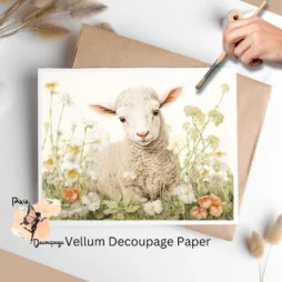 Image of a lamb surrounded by flowers.