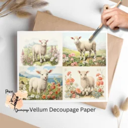 Vintage Lamb Collage 4, Vellum Decoupage Paper