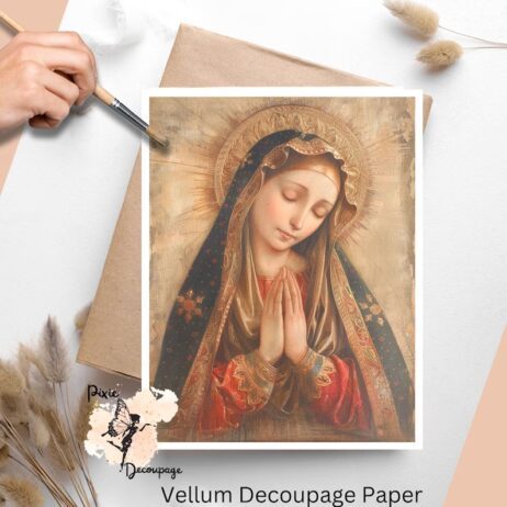 Image of virgin Mary praying. Virgin Mary 5, Vellum Decoupage Paper