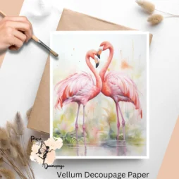 Image of 2 flamingos. Flamingos 1, Vellum Decoupage Paper