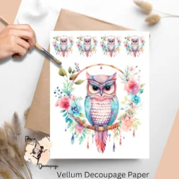 Image of an owl. Boho Owl 1, Vellum Decoupage Paper