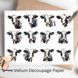 Twelve images of cows. Cow Collage 2, Vellum Decoupage Paper
