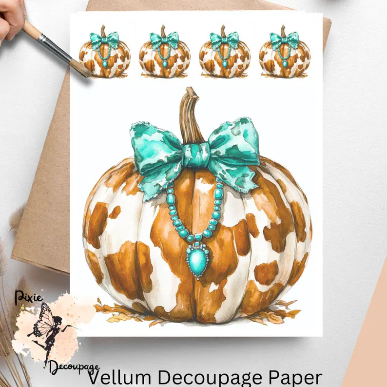Cow Print Pumpkin 1, Vellum Decoupage Paper