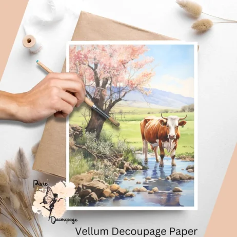 Making A Spring Cow Cow in Spring 4, Vellum Decoupage Paper - DIY Crush