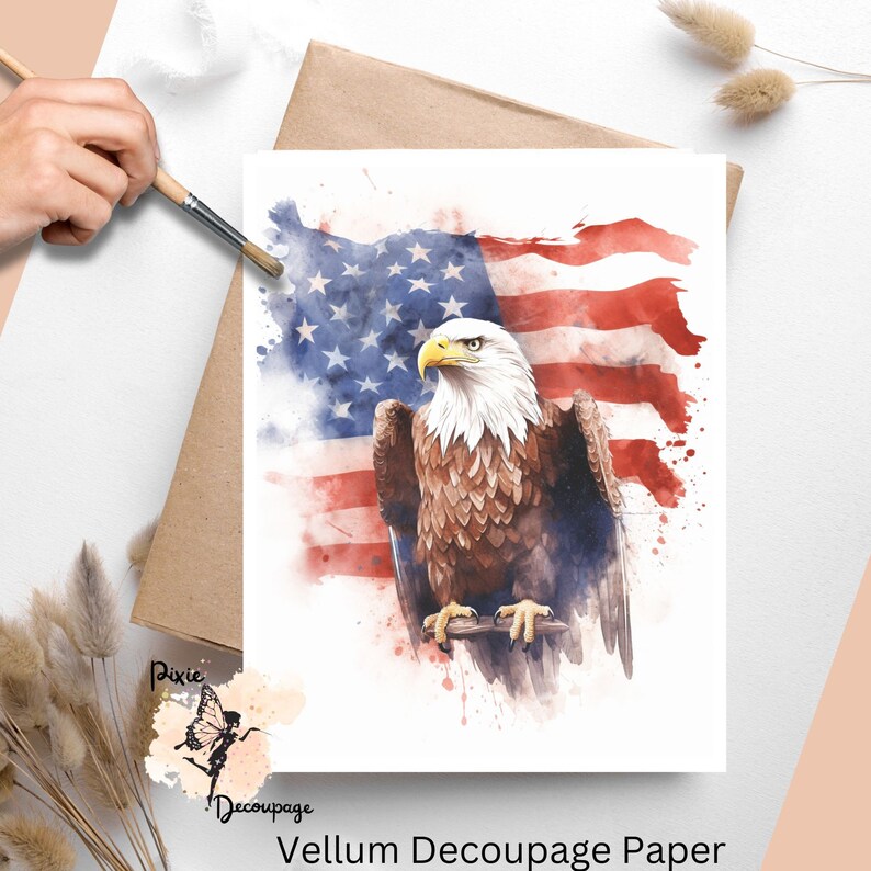 Image of an eagle. Patriotic Eagle 2, Vellum Decoupage Paper