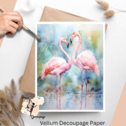 Image of two flamingos. Flamingos 2, Vellum Decoupage Paper