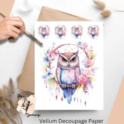 Image of an owl. Boho Owl 2, Vellum Decoupage Paper