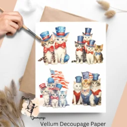 Patriotic Cats Collage 2, Vellum Decoupage Paper