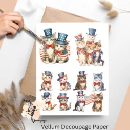 Patriotic Cats Collage 4, Vellum Decoupage Paper