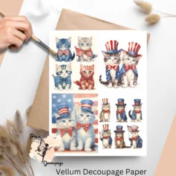 Patriotic Cats Collage 3, Vellum Decoupage Paper