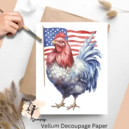 Patriotic Chicken 1, Vellum Decoupage Paper
