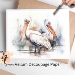 Image of 2 pelicans. Pelicans 1, Vellum Decoupage Paper