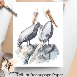 Image of 2 pelicans. Pelicans 6, Vellum Decoupage Paper