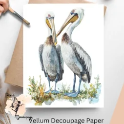 Image of 2 pelicans. Pelicans 5, Vellum Decoupage Paper