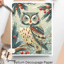 Image of an owl. Scandinavian Owl 2, Vellum Decoupage Paper