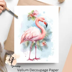 Image of a flamingo. Shabby Chic Christmas Flamingo 2, Vellum Decoupage Paper