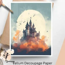 Spooky image of a castle. Spooky Castle 1, Vellum Decoupage Paper