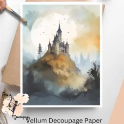 Image of a spooky castle. Spooky Castle 2, Vellum Decoupage Paper