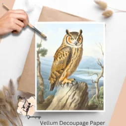 Image of an owl. Vintage Owl 3, Vellum Decoupage Paper