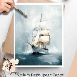 Image of a vintage sailboat. Vintage Sailboat 2, Vellum Decoupage Paper