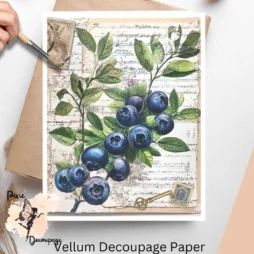 Blueberries Ephemera 1, Vellum Decoupage Paper