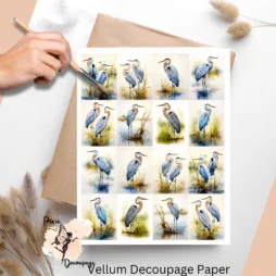 blue herons decoupage paper