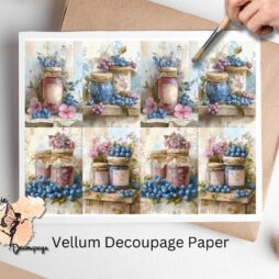 Shabby Chic Canned Blueberries Collage 1, Vellum Decoupage Paper