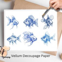 Blue Fish Collage 1, Vellum Decoupage Paper