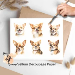 Chihuahua Collage 1, Vellum Decoupage Paper