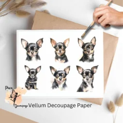Chihuahua Collage 3, Vellum Decoupage Paper