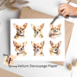 Chihuahua Collage 2, Vellum Decoupage Paper