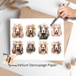 English Cocker Spaniel Portrait Collage 1, Vellum Decoupage Paper