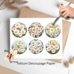 Six images of bunches of daisies. Daisies Collage 1, Vellum Decoupage Paper