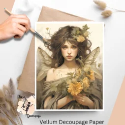 Image of a fairy and flowers. Fairy 2 Vellum Decoupage Paper
