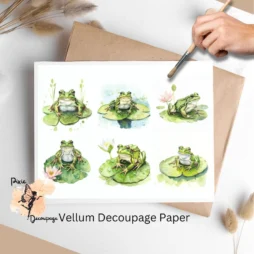 Frog on Lilypad Collage 1, Vellum Decoupage Paper
