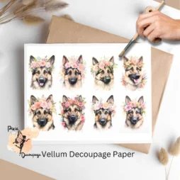 German Shepherd Portrait Collage 1, Vellum Decoupage Paper