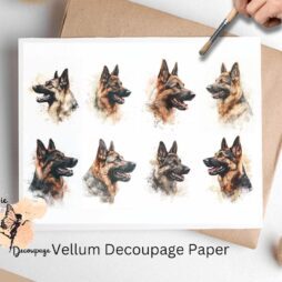 German Shepherd Collage 2, Vellum Decoupage Paper