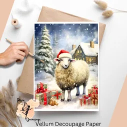 Christmas Sheep 1, Vellum Decoupage Paper
