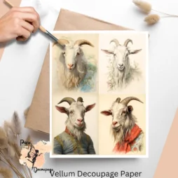 Vintage Goat Collage 2, Vellum Decoupage Paper