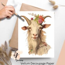 Vintage Goat 2, Vellum Decoupage Paper