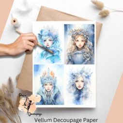 Ice Princess Collage 1, Vellum Decoupage Paper