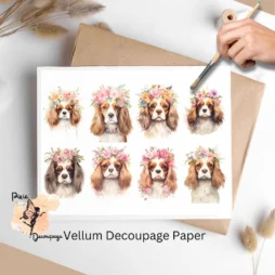 Cavalier King Charles Spaniel Portrait Collage 1, Vellum Decoupage Paper