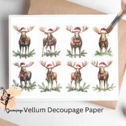 Moose with Santa Hat Collage 1, Vellum Decoupage Paper