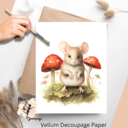 Mouse with Fly Agaric Mushrooms 1, Vellum Decoupage Paper