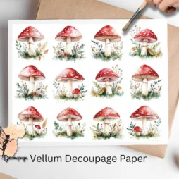Fly Agaric Mushroom Collage 1, Vellum Decoupage Paper