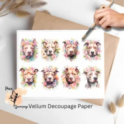 Pitbull Portrait Collage 1, Vellum Decoupage Paper