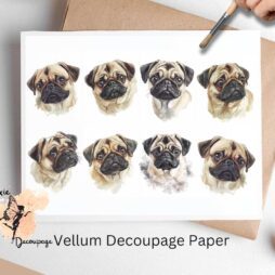 Pug Collage 1, Vellum Decoupage Paper