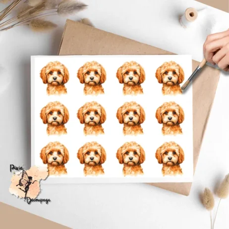 Red Cavapoo Collage, Vellum Decoupage Paper - DIY Crush
