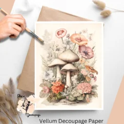 Vintage inspired image of mushrooms for decoupage.